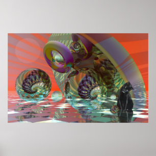 Katzen in der Welt der Science-Fiction-Technik Poster