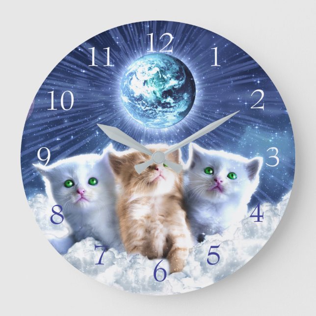 Katzen in der Wolke Große Wanduhr (Vorderseite)