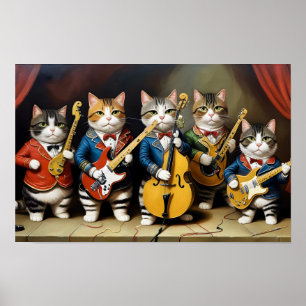Katzen in einem Band Poster