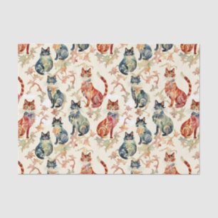Katzen in einem chinesischen Aquarellmuster Seidenpapier