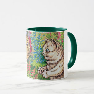 Katzen in einem Garten, Louis Wain Tasse