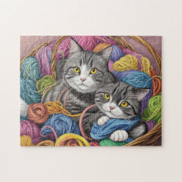 Katzen in einem Korb Puzzle