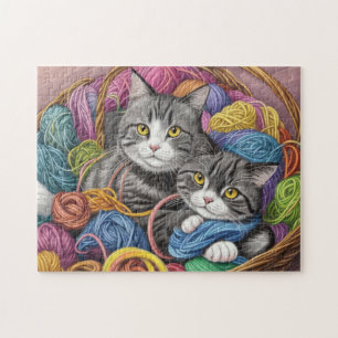 Katzen in einem Korb Puzzle