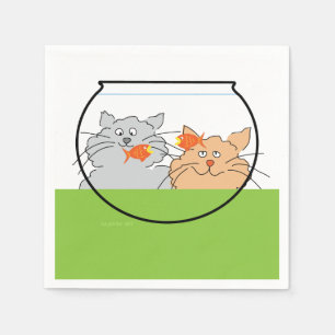 Katzen in einer Fischschüssel Serviette