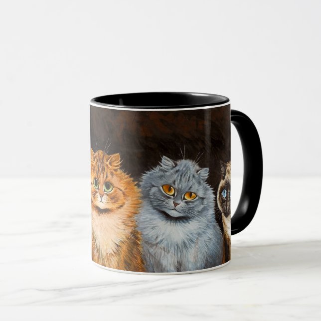 Katzen in einer Row-Malerei von Louis Wain Tasse (VorderseiteRechts)