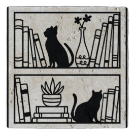 Katzen in einer virtuellen Bibliothek Töpfeuntersetzer