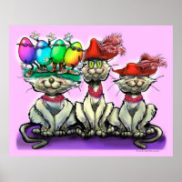 Katzen in "Funny Hats Poster"
