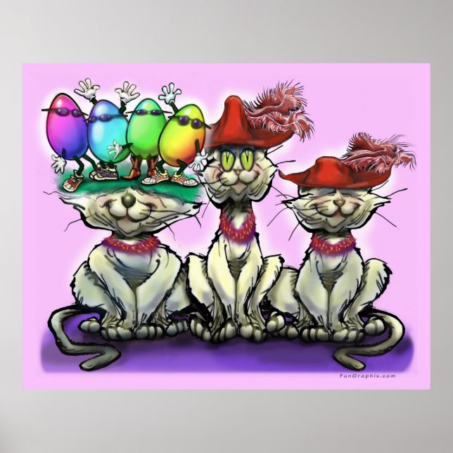 Katzen in "Funny Hats Poster" Poster (Vorne)