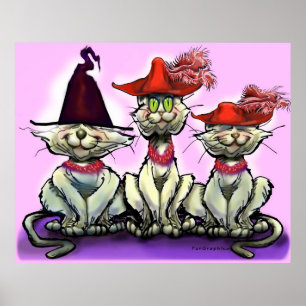 Katzen in "Funny Hats Poster" Poster