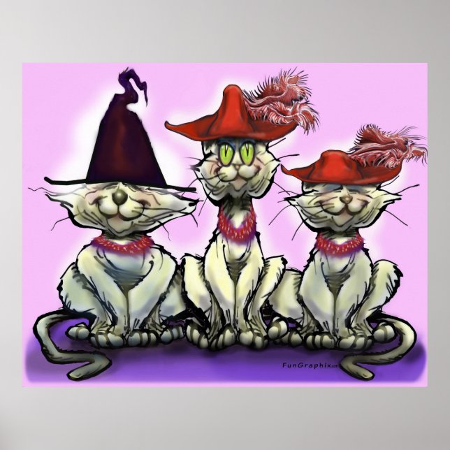 Katzen in "Funny Hats Poster" Poster (Vorne)