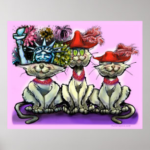 Katzen in "Funny Hats Poster" Poster
