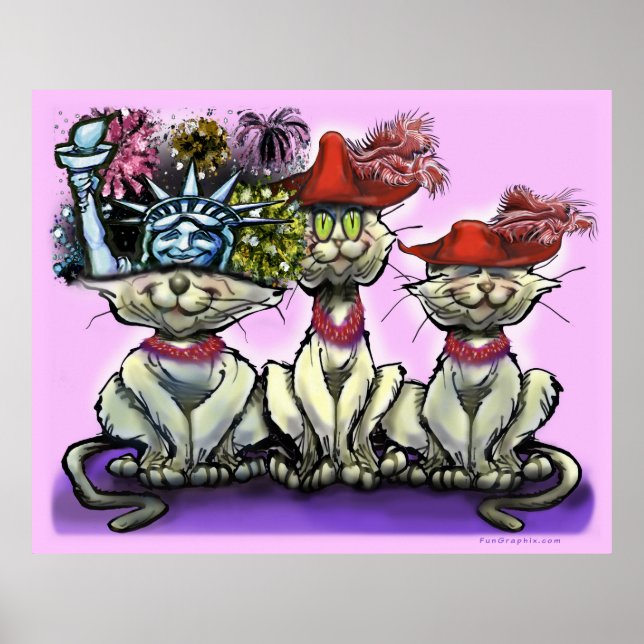 Katzen in "Funny Hats Poster" Poster (Vorne)