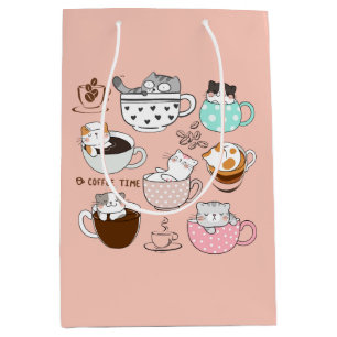 Katzen in Kaffeetassen Mittlere Geschenktüte