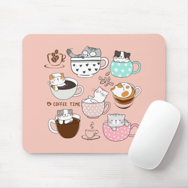 Katzen in Kaffeetassen Mousepad (Mit Mouse)