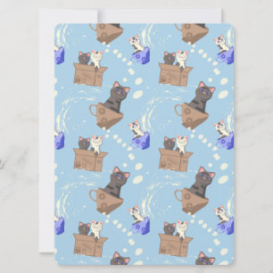 Katzen in Kiste und Milchfallen auf blau