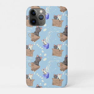 Katzen in Kiste und Milchfallen auf blau Case-Mate iPhone Hülle