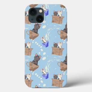 Katzen in Kiste und Milchfallen auf blau Case-Mate iPhone Hülle
