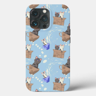 Katzen in Kiste und Milchfallen auf blau Case-Mate iPhone Hülle