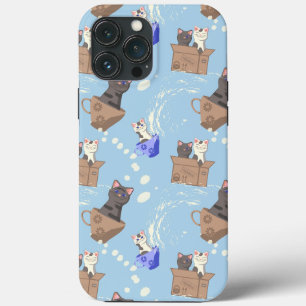 Katzen in Kiste und Milchfallen auf blau Case-Mate iPhone Hülle