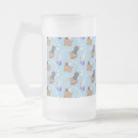 Katzen in Kiste und Milchfallen auf blau