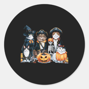 Katzen in Kostümen Herbst Halloween T-Shirt Spaß K Runder Aufkleber