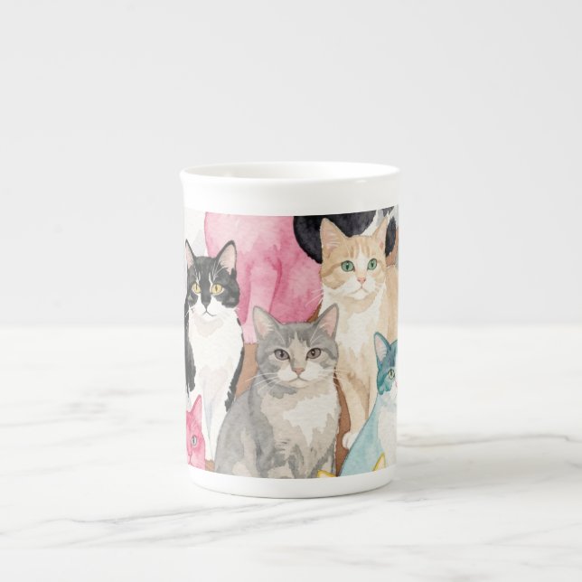 Katzen in Mehrfarbig Prozellantasse (Vorderseite)