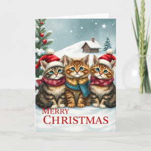 Katzen in Preppy Winter Attraktion und Hass Weihna Karte