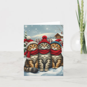 Katzen in Preppy Winter Attraktion und Hats Winter Karte