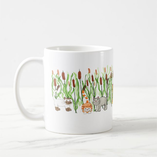 Katzen in Rohrkolben Kaffeetasse (Links)