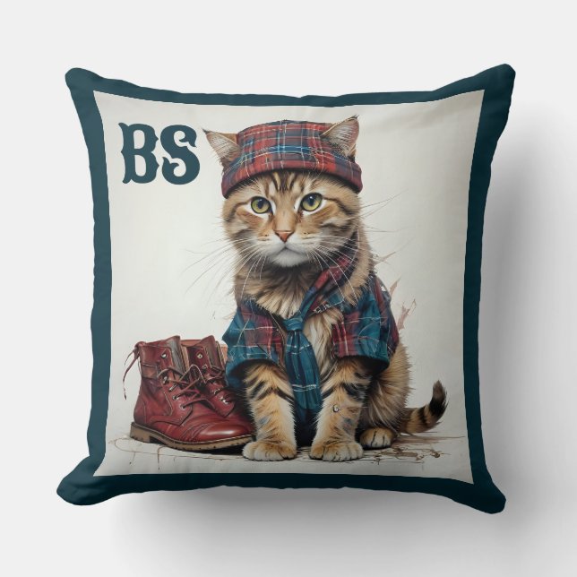 Katzen in Scottish Disguise - charmante Katzen Kissen (Vorderseite)