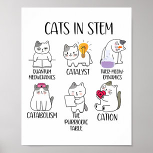 Katzen in STEM Lustiges Wissenschafts-Meme Wissens Poster