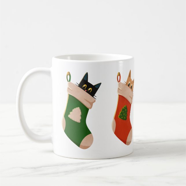 Katzen in Strümpfen Kaffeetasse (Links)