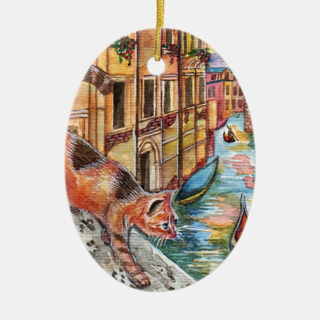 Katzen in Venedig Keramik Ornament (Vorne)