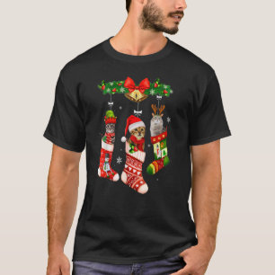 Katzen in Weihnachts-Socken-Pyjamas Xmas-Feiertag T-Shirt
