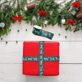 Katzen in Weihnachtsmannmützen Aquamarine Aquarell Satinband