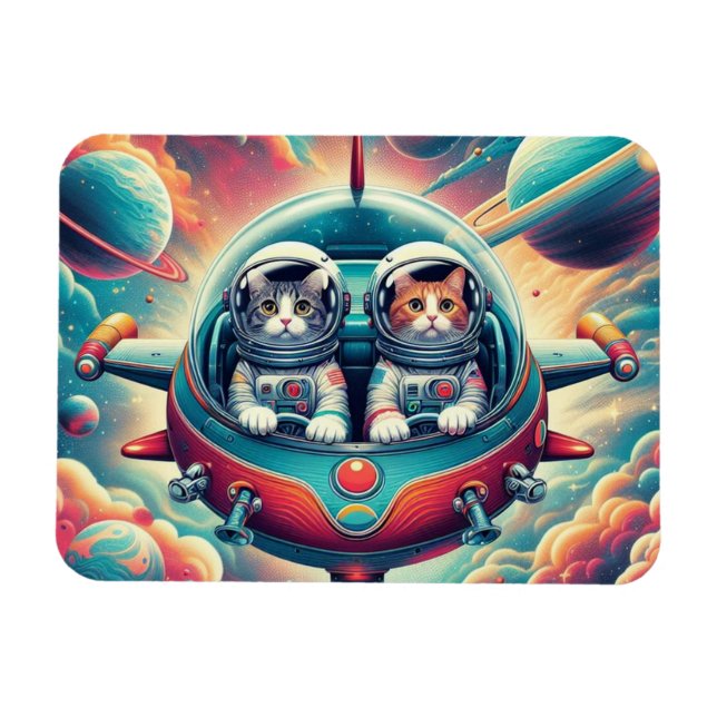 Katzen in Weltraummagneten! Magnet (Horizontal)