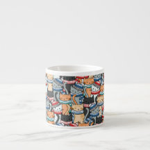 Katzen in Winterskarven und Hats-Muster