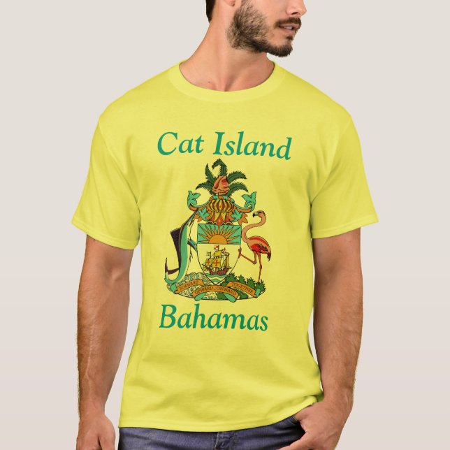 Katzen-Insel, Bahamas mit Wappen T-Shirt (Vorderseite)