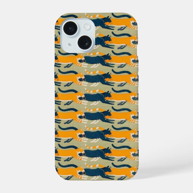 Katzen, Jugendstil iPhone 15 Hülle (Rückseite)
