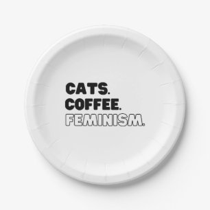 Katzen Kaffee Feminismus Pappteller