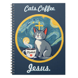 Katzen, Kaffee, Jesus Custom Notebook Chat Lover G Notizblock