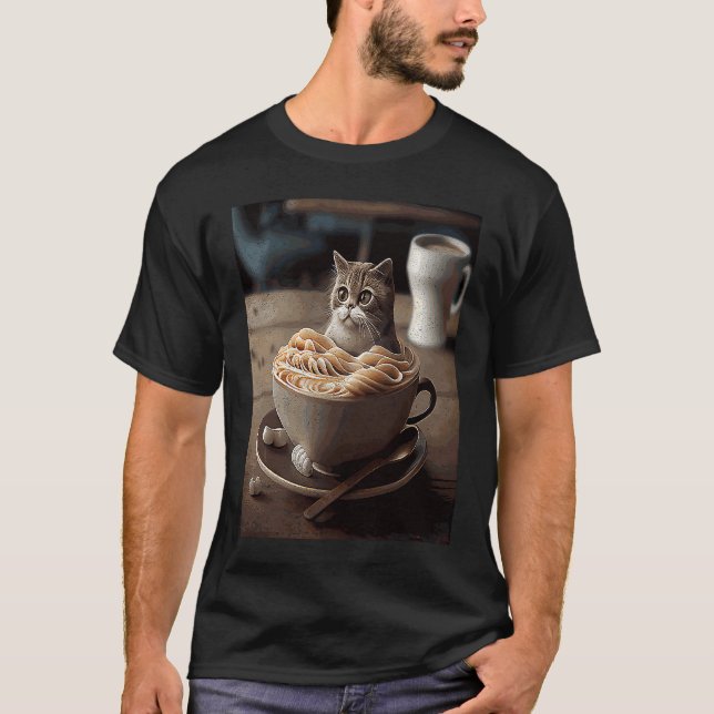 Katzen Kaffee Nudeln T-Shirt (Vorderseite)