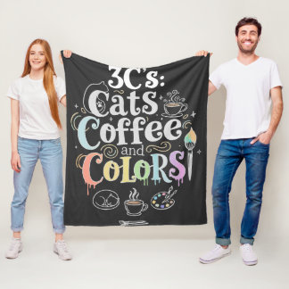 Katzen Kaffee und Farben Fleecedecke