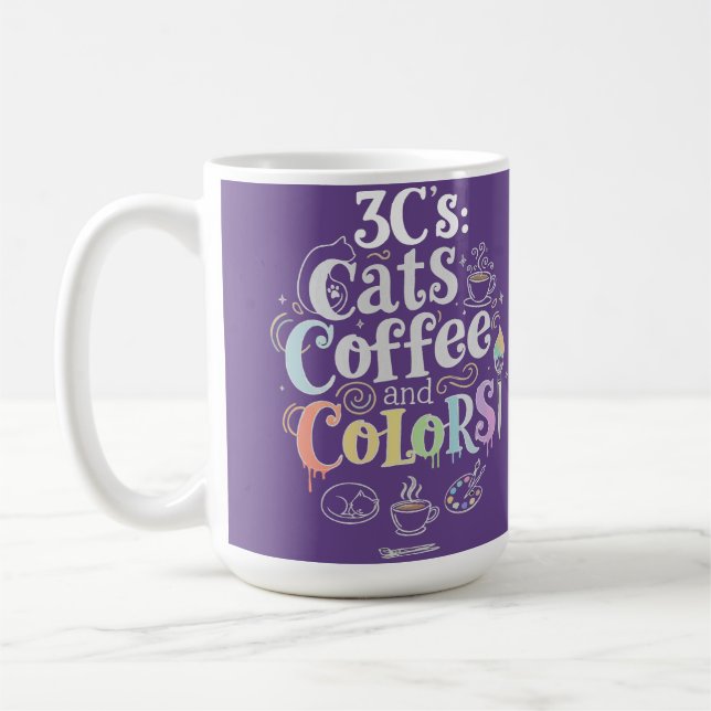 Katzen Kaffee und Farben Kaffeetasse (Links)
