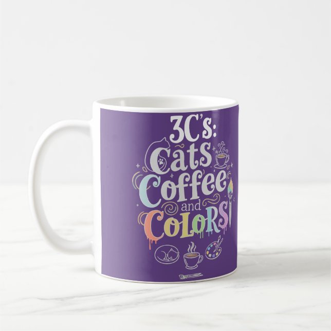Katzen Kaffee und Farben Kaffeetasse (Links)