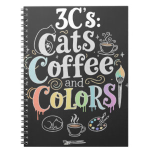 Katzen Kaffee und Farben Notizblock