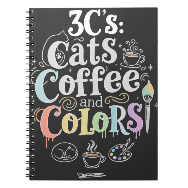 Katzen Kaffee und Farben Notizblock (Vorderseite)