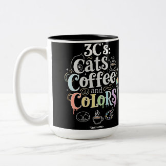Katzen Kaffee und Farben Zweifarbige Tasse