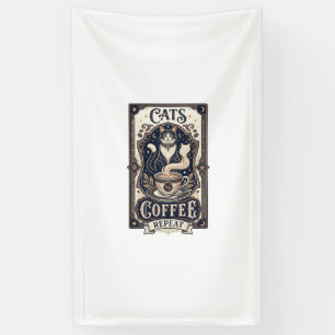 Katzen Kaffee Wiederholung Katze Kaffee Vintage Ve Banner