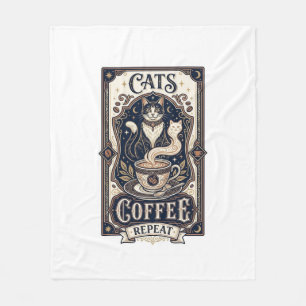 Katzen Kaffee Wiederholung Katze Kaffee Vintage Ve Fleecedecke
